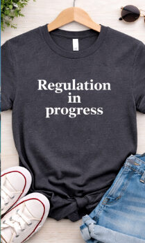 Regulation in progress neurodivergent t shirt in grey