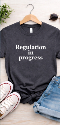 Regulation in progress neurodivergent t shirt in grey